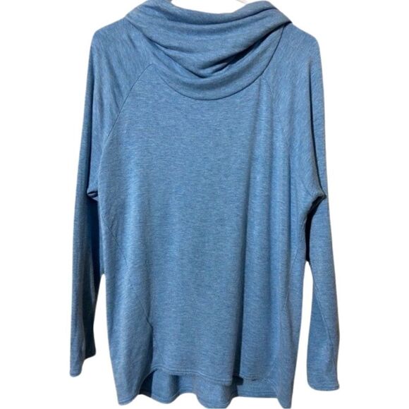 Lou & Grey Heather Blue Cowl Neck Long Sleeve Super Soft Pullover - Picture 1 of 4